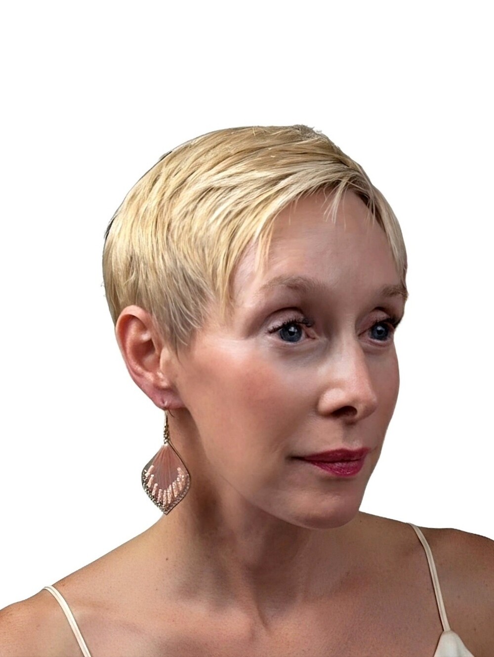 Bohemian Leaf Drop Earrings In Pink And Gold - Picture 2 of 3